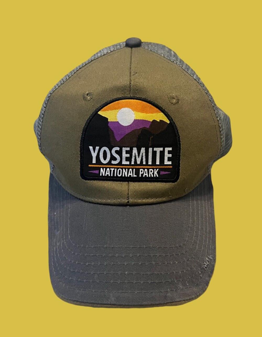 H3 HEADWEAR Yosemite National Park Trucker Hat Olive Green & Gray, Adjustable